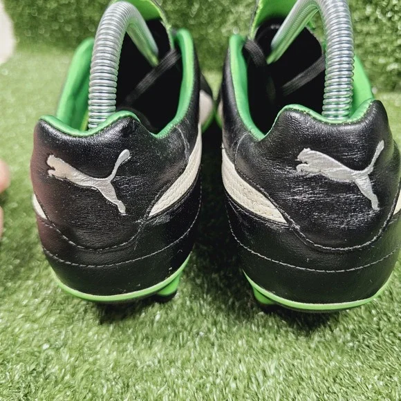 Puma King SL Finale FG Black Leather Green Soccer Football Cleats Mens Size 8.5